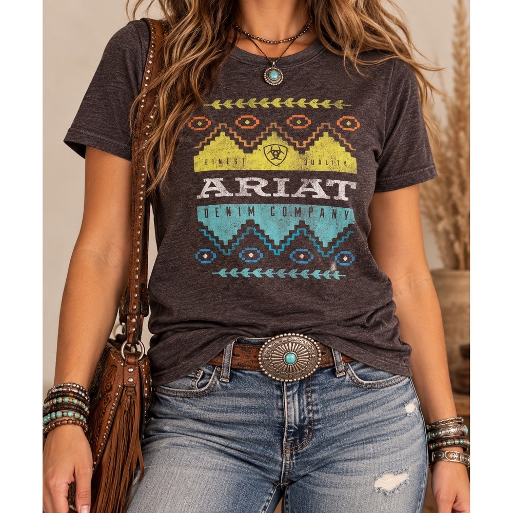 Ariat Denim Company Womens XL Brown Southwestern Graphic T-Shirt
Western Boho